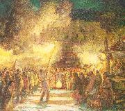 Firelight Procession at the Pueblo on Christmas Eve Berninghaus, Oscar Edmund